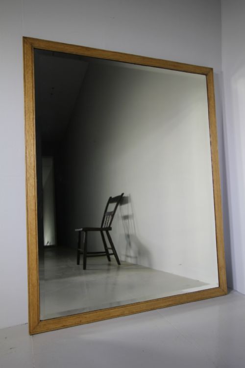 Large English 19th Century Antique Oak Wall Mirror