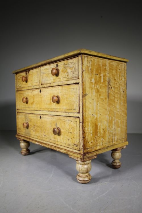 Original Painted Pine Antique Chest of Drawers