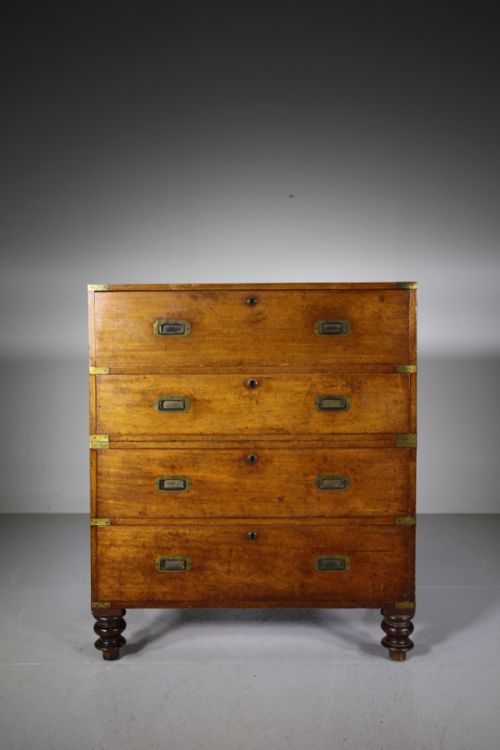 Superb Antique Mahogany Military Secretaire Chest of Drawers
