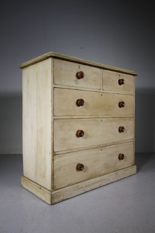 English Original Painted Pine Antique Chest of Drawers