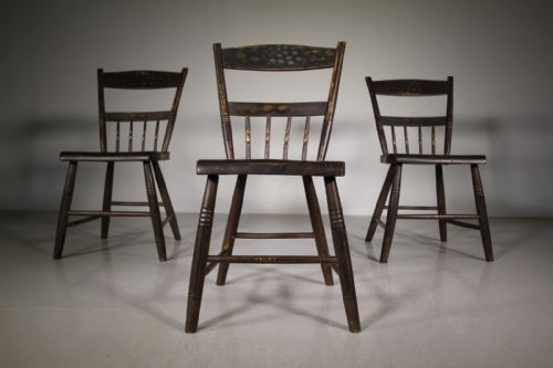 Set of Three Original Painted American Antique Chairs