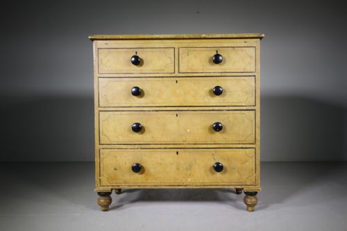English Original Painted Pine Antique Chest of Drawers