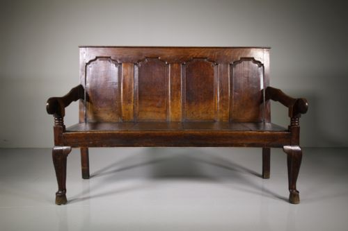 English 18th Century Antique Oak Settle Seat