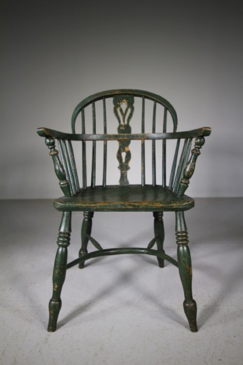 Yorkshire 19th Century Antique Windsor Armchair in Paint