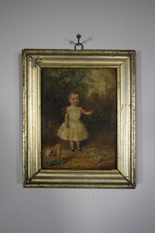 English 18th Century Antique Oil Painting in Gilt Frame