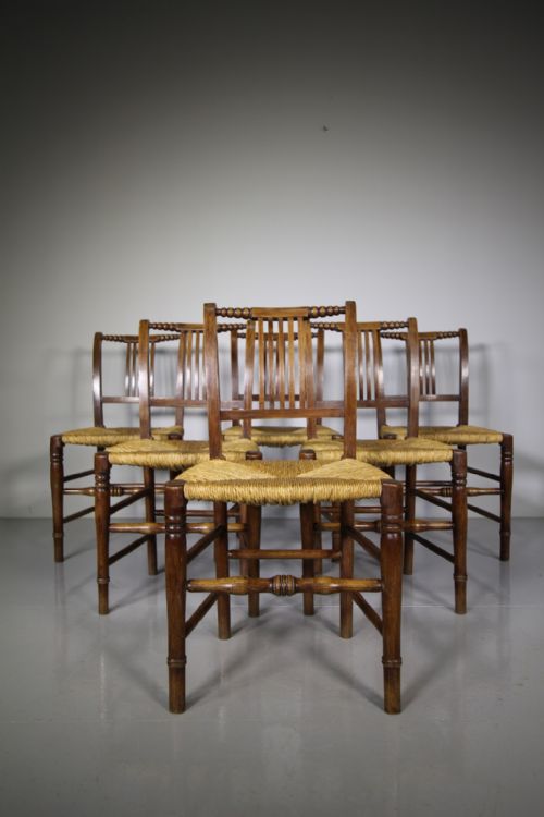 Set of Six 19th Century Antique Country Dining Chairs