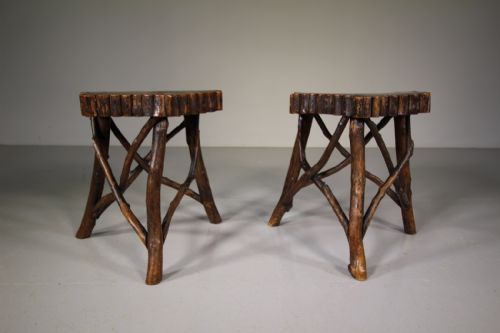 Rare Survival Pair of 19th Century Rustic Antique Tables