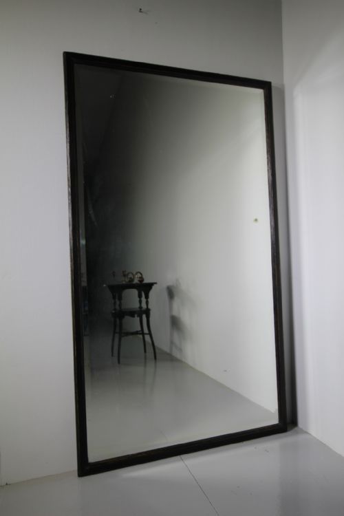 Large 19th Century Antique Ebonised Shop Fitting Mirror