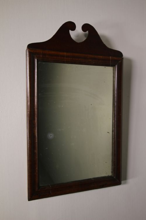 Small Georgian Antique Mahogany Shaped Mirror