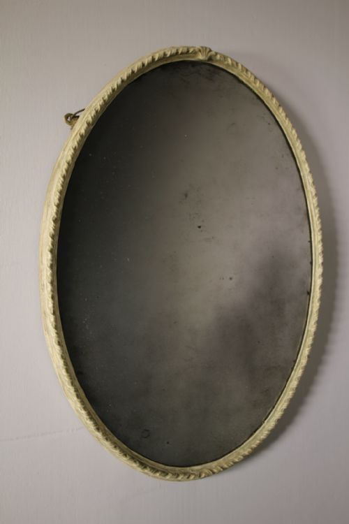 English Georgian Antique Oval Gesso Mirror