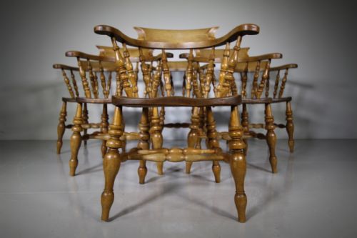 Set of Six 19th Century Antique Captains Dining Chairs