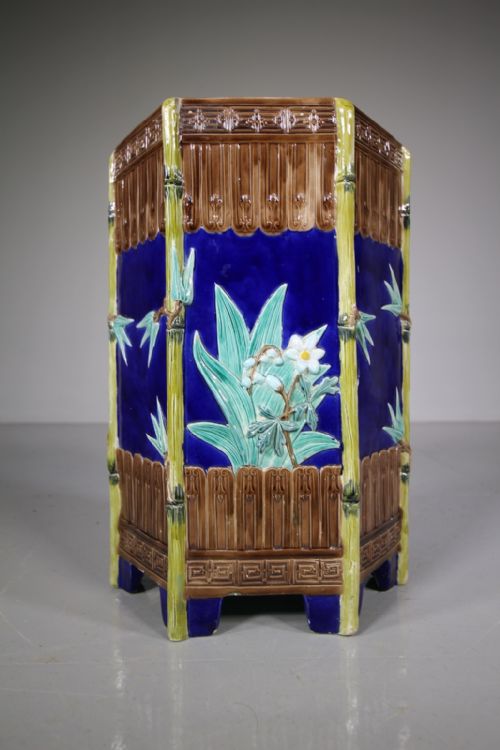 English 19th Century Antique Majolica Garden Seat