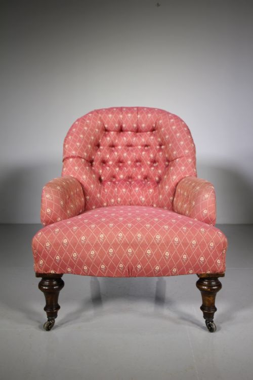 English 19th Century Antique Upholstered Armchair