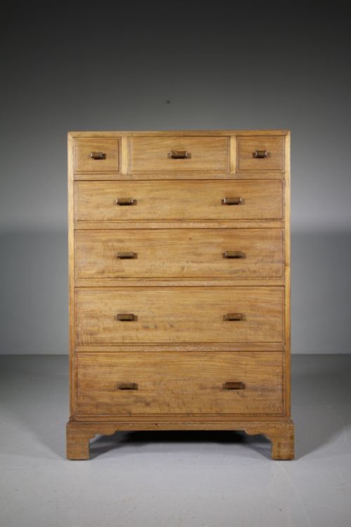 1920'S Heals Pale Walnut Chest of Drawers- Labelled