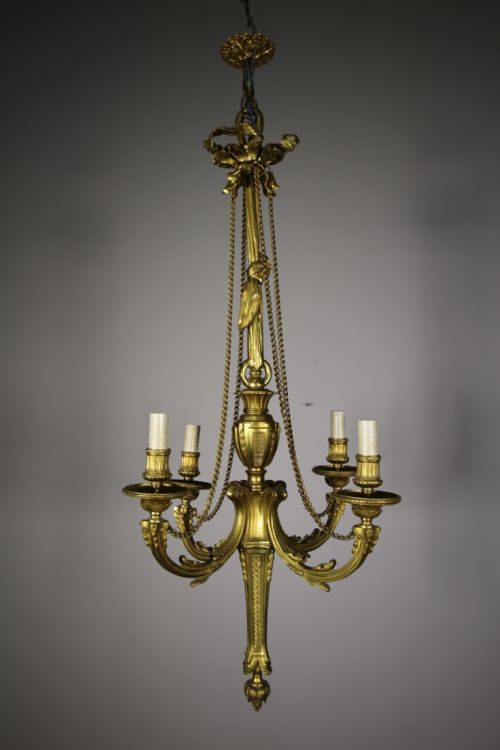 Edwardian Antique Gilt Bronze Chandelier Light Fitting
