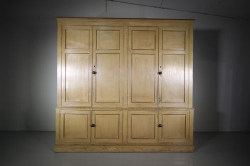 Impressive English Antique Painted Pine Housekeepers Cupboard