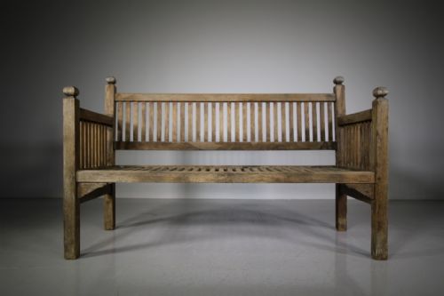 Heals Edwardian Antique Teak Garden Bench Seat
