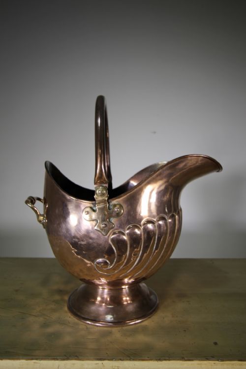 English 19th Century Antique Copper Coal Scuttle