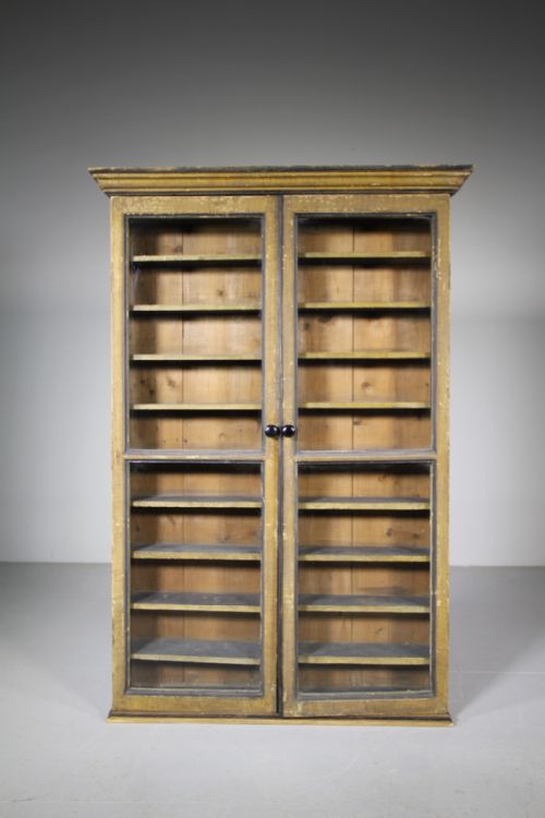 English Original Painted Pine Antique Display Cabinet