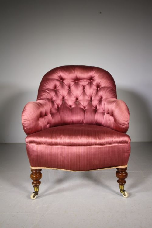 Large English 19th Century Antique Upholstered Armchair