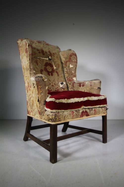 Very Shapely English Georgian Wing Armchair
