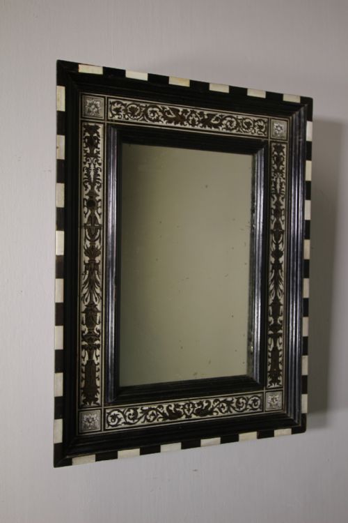 Fine Quality 19th Century Antique Ebony Inlaid Mirror