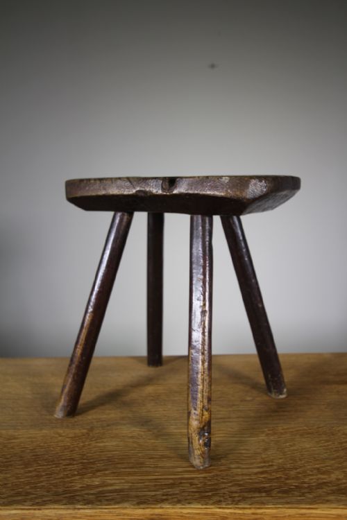 18th Century English Country Antique Elm Stool
