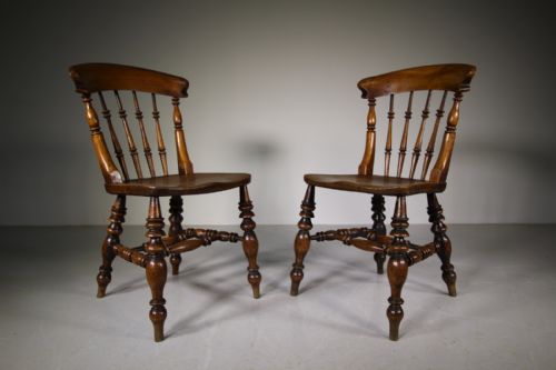 Superb Pair of Nottingham Antique Kitchen Dining Chairs