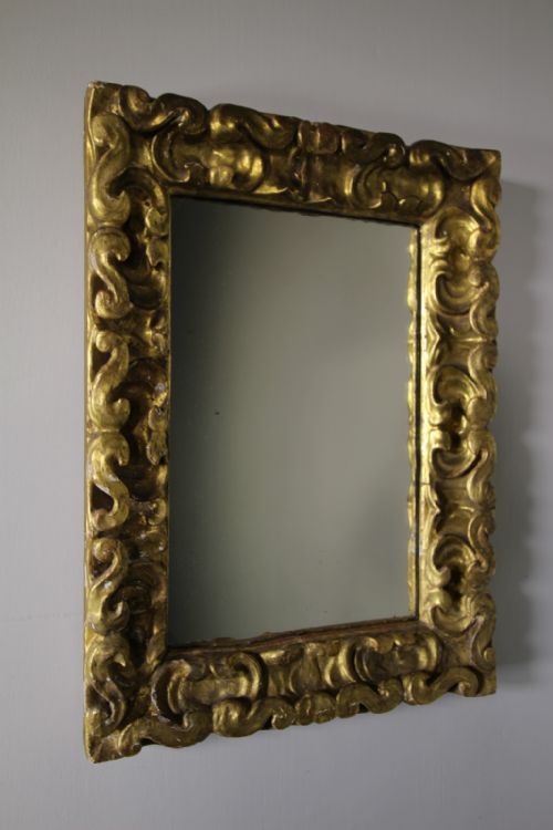 18th Century Carved Pine & Gilt Antique Mirror