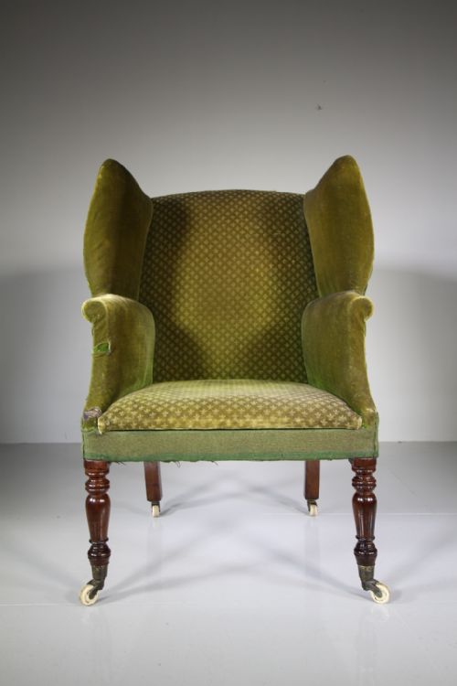 William IV English Antique Shapely Wing Armchair
