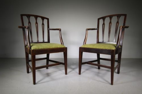 Pair of 18th Century Antique Hepplewhite Country Armchairs