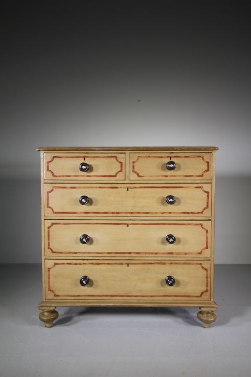 English 19th Century Original Painted Pine Chest of Drawers