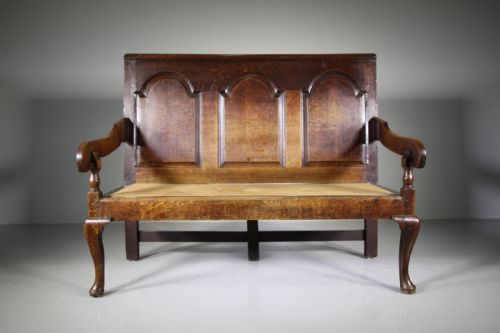 Georgian Antique Oak Settle Seat-lovely Example