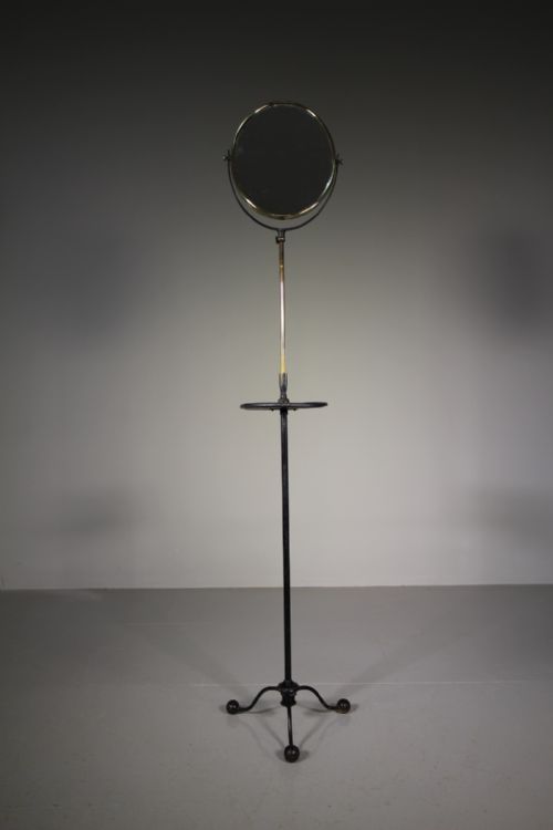 Edwardian Antique Iron & Brass Adjustable Shaving Mirror