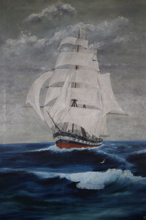 Edwardian Antique Ship Oil Painting- Caister 1919