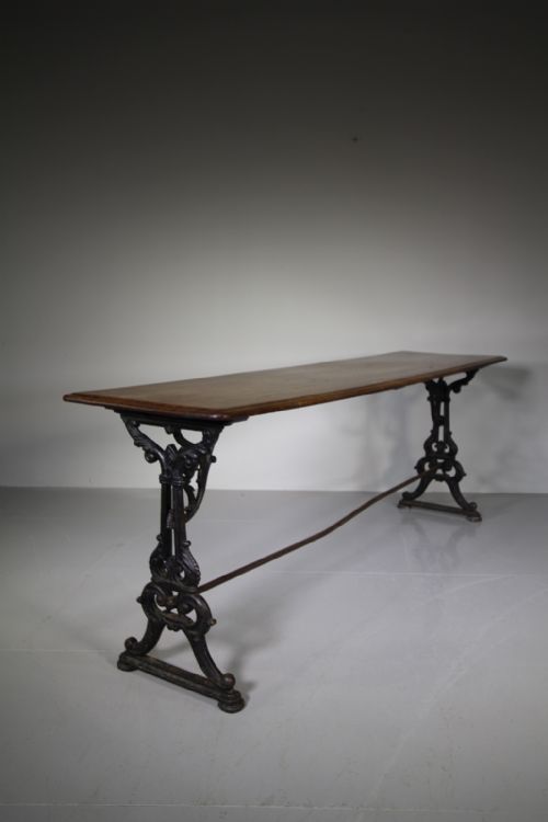 English 19th Century Antique Long Iron Tavern Table
