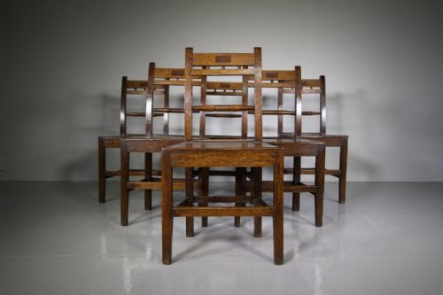 Set of Six North Wales Antique Oak Dining Chairs