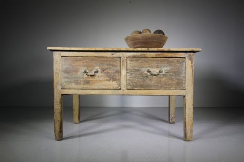English 18th Century Antique Panted Pine Baking Table