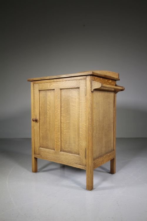 Edwardian Antique Oak Heals Cupboard with Rail - Labelled