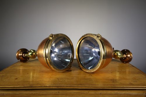 Pair of High Quality English 1920'S Ship's Lights