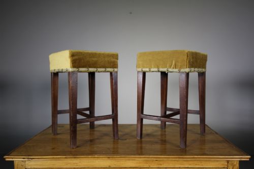 Pair of English Regency Antique Square Stools