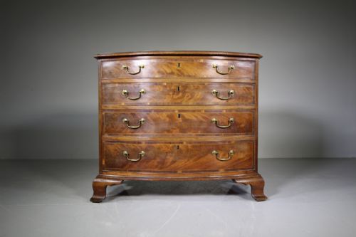 English 18th Century Antique Bow Front Mahogany Chest