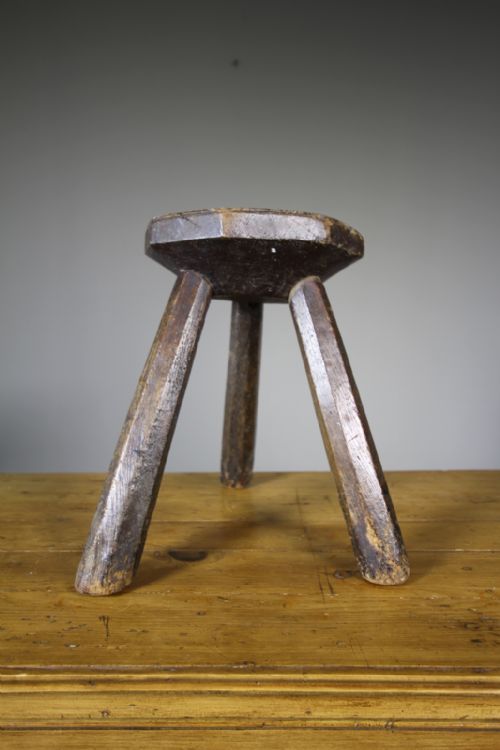 18th Century Primitive English Antique Oak Stool