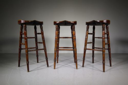Set of Three Tall 19th Century English Antique Stools
