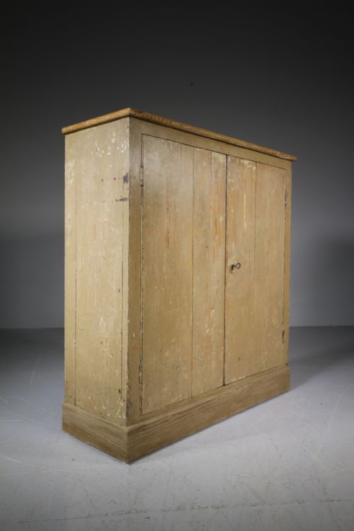 English 19th Century Original Antique Painted Pine Cupboard