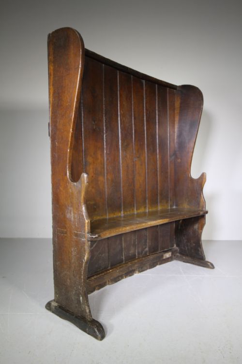English 18th Century Antique Oak High Back Settle
