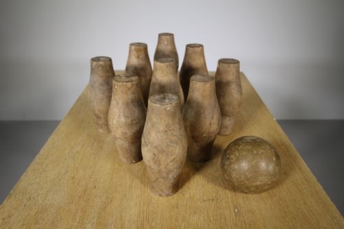 Set of English Antique Nine Pin Skittles
