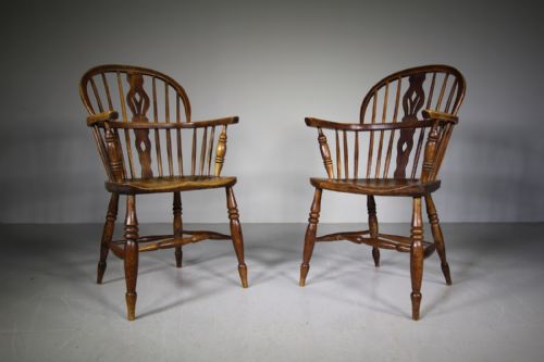 True Pair of Antique Lincolnshire Windsor Chairs