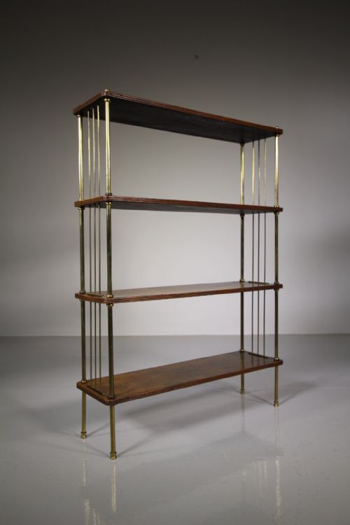 Smart English 19th Century Antique Brass & Mahogany Shelves