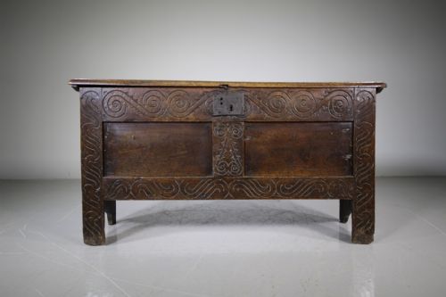 17th Century English Antique Period Oak Coffer